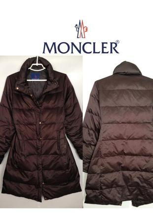 Moncler оригінальний довгий атласний теплий пуховик пух перо монклер1 фото