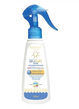 🌷лосьон солнцезащитный bioton biosan spf 45,детский150 мл.1 фото