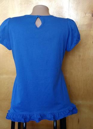 Р 14/48-50 чарівна синя футболка блуза блузка з блакитною вишивкою бавовна oasis3 фото