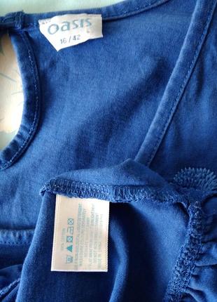 Р 14/48-50 чарівна синя футболка блуза блузка з блакитною вишивкою бавовна oasis4 фото