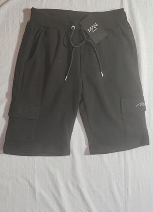 Чоловічі шорти однотонні boohooman, розмір m, чорний4 фото