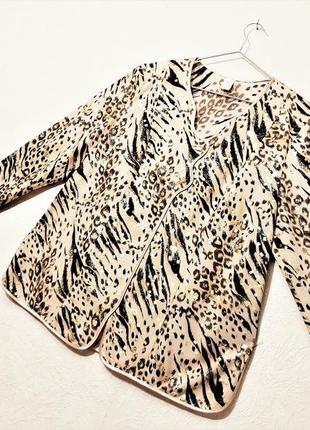 Красивая блуза кофточка большого размера бежевая-коричневая-золотистая длинные рукава женская батал3 фото