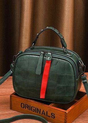 Женская мини сумка клатч на плечо. маленькая женская сумочка экокожа. зеленый1 фото