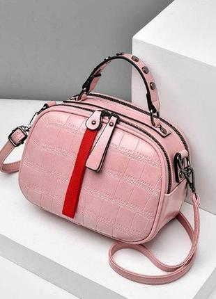 Женская мини сумка клатч на плечо. маленькая женская сумочка экокожа. розовый
