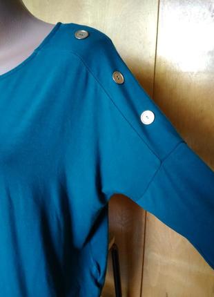 Р 12 / 46-48 роскошная темно бирюзовая блуза блузка кофточка с пуговицами на плечиках вискоза peacoc3 фото