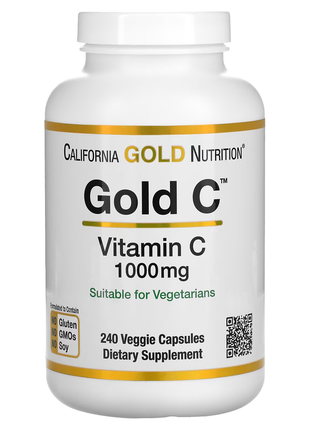 California gold nutrition, gold c, вітамін c, 1000 мг, 240 рослинних капсул1 фото