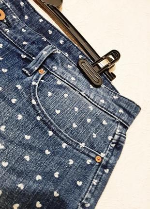 H&m брендовые шорты синие белые сердечки джинсовые короткие женские большой размер4 фото