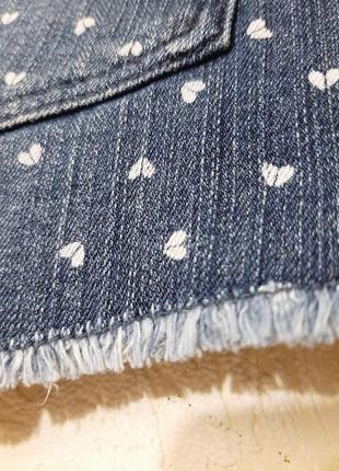 H&m брендовые шорты синие белые сердечки джинсовые короткие женские большой размер8 фото