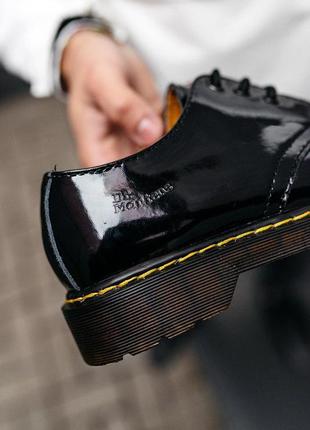 Лакированные туфли dr martens в черном цвете (весна-лето-осень)😍9 фото