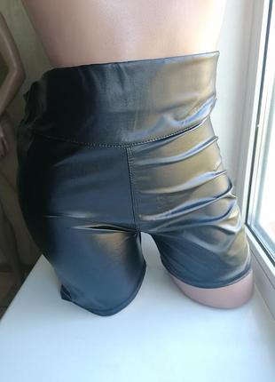 Шкіряні шорти з високою посадкою/велосипедки під шкіру