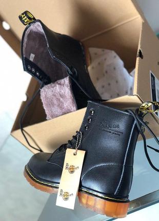 Теплые меховые ботинки dr martens в черном цвете (осень-зима-весна)😍3 фото