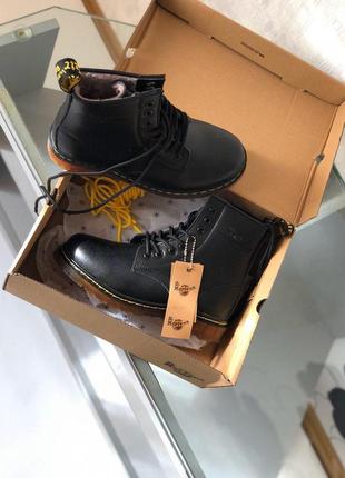 Теплые меховые ботинки dr martens в черном цвете (осень-зима-весна)😍4 фото