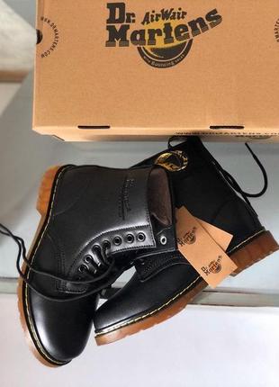 Теплые меховые ботинки dr martens в черном цвете (осень-зима-весна)😍5 фото