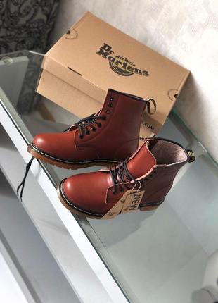 Шикарные рыжие ботинки с мехом dr martens (осень-зима-весна)😍2 фото