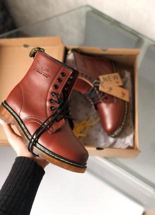 Шикарные рыжие ботинки с мехом dr martens (осень-зима-весна)😍5 фото