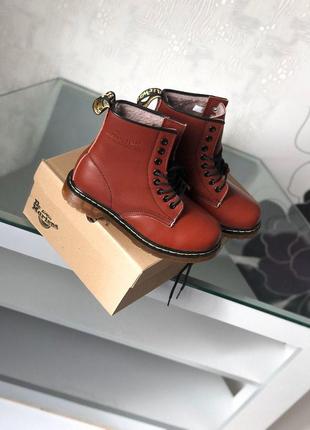 Шикарные рыжие ботинки с мехом dr martens (осень-зима-весна)😍6 фото