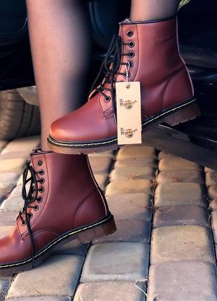 Шикарные рыжие ботинки с мехом dr martens (осень-зима-весна)😍9 фото