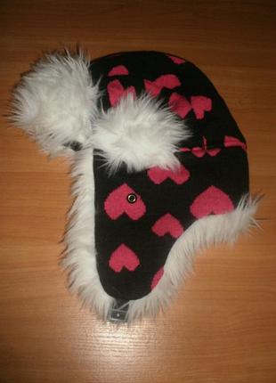 Шикарна мегакласна ексклюзивна шапка-вушанка "сердечка" хутро