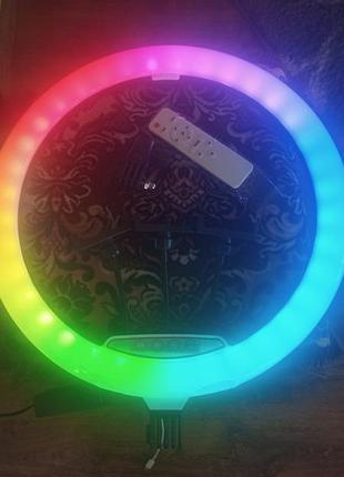 Кольцевая лампа цветная для блогера большая 45см rgb с дефектом