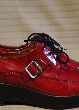 Эффектные вишневые лакированные кожаные туфли-криперы la butte франция 37 р.4 фото