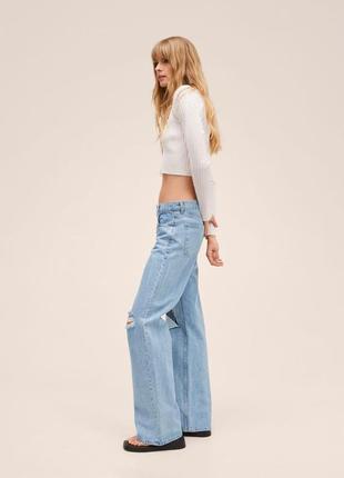 Джинсы широкие, джинсы длинные широкие mango, джинсы с дырками, джинсы широте ряда wideleg wide leg2 фото