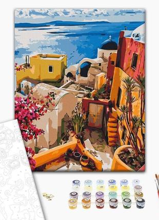 Картина по номерам 40х50 на деревянном подрамнике "яркая греция" bs51979