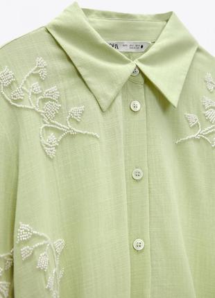 Zara  платье-рубашка льняное вишивка лимитированная серия