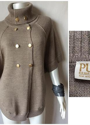 Pur big nur zurich чудовий кейп накидка пончо з м'якої мериносової вовни меланж