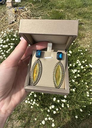 Сережки з вставками кольору українського прапора 🇺🇦