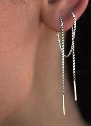 Серьги серебро 925 протяжки сережки серебряные имп  20456