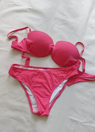 Коралловый купальник + трусики стринги,  размер 42-44. размер м.