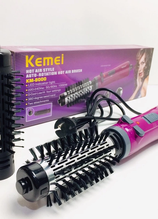 Профессиональный многофункциональный фен для укладки волос kemei km-8000 на 2 скорости 2 насадки led