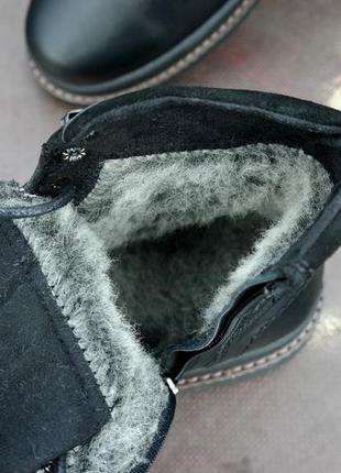 Шкіряні зимові чоловічі черевики блискавка високі натуральна вовна8 фото