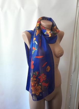 Яркий женский шарфик цветочный принт4 фото