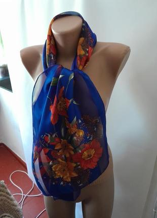 Яркий женский шарфик цветочный принт6 фото