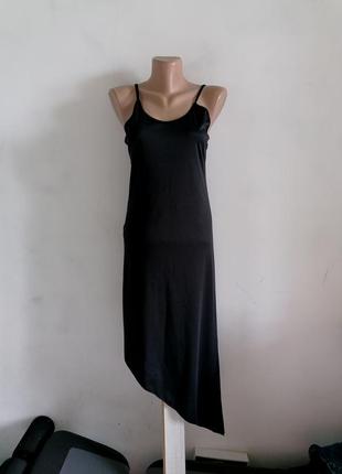 🖤маленька чорна сукня на бретелях 🖤італія 🖤асимметричное чёрное платье в бельевом стиле