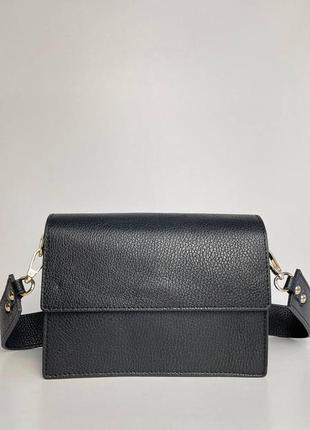 Кросс-боди женская сумка клатч натуральная кожа с широким ремнем итальянского бренда borse in pelle.