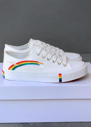 Жіночі білі кеди rainbow shoes9 фото