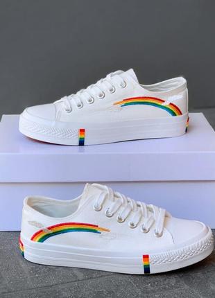 Женские белые кеды rainbow shoes