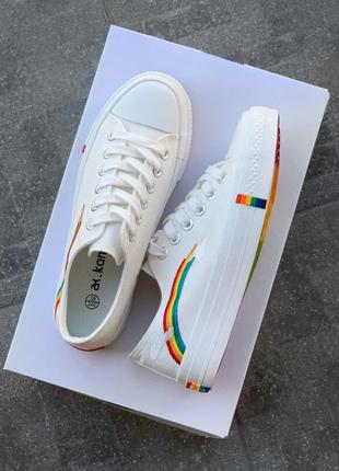 Женские белые кеды rainbow shoes2 фото
