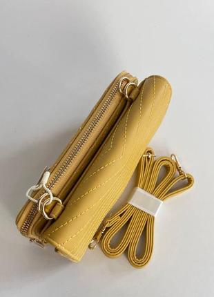Женская сумка  клатч кошелек на плечо из желтой эко кожи just glamour.6 фото