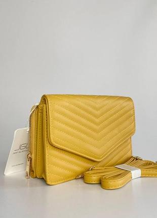 Женская сумка  клатч кошелек на плечо из желтой эко кожи just glamour.7 фото