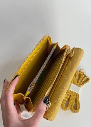 Женская сумка  клатч кошелек на плечо из желтой эко кожи just glamour.4 фото