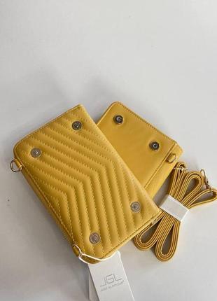 Женская сумка  клатч кошелек на плечо из желтой эко кожи just glamour.2 фото