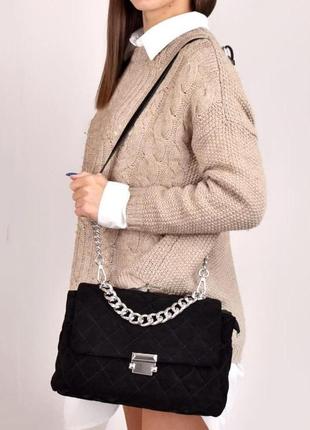 Замшева жіноча сумка клатч з клапаном polina&eiterou, кросбоді на плече італійського бренду.6 фото