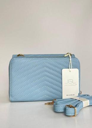 Голубая женская сумка клатч кошелек из искусственной кожи just glamour.3 фото