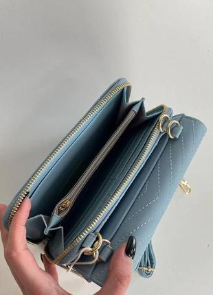 Голубая женская сумка клатч кошелек из искусственной кожи just glamour.8 фото