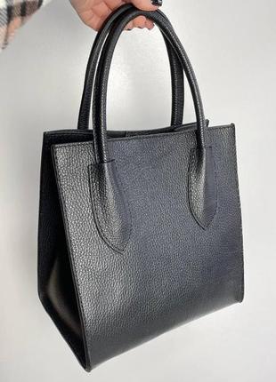 Вертикальная деловая женская сумка на плечо из натуральной кожи vera pelle.6 фото