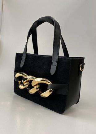 Замшева жіноча сумка шопер, ділова сумочка італійського бренду borse in pelle.6 фото