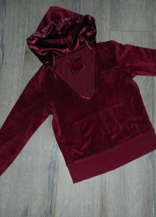 10/38/s m&s велюровая толстовка,кофта цвета марсала,винного цвета с капюшоном